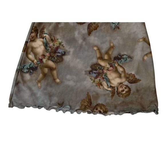 Urban Outfitters Women's Cherub Angel Print Mini Skirt S Whimsical Lightweight - Picture 3 of 7